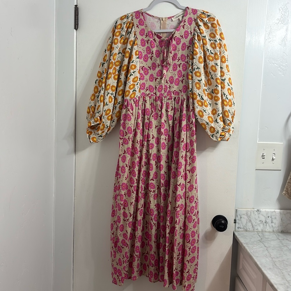 Piper & Scoot Libby Blossom Linen Midi Dress